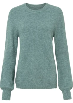 bonprix bonprix Jerséis|Ropa De Punto>Jersey con mangas abullonadas Azul mineral jaspeado