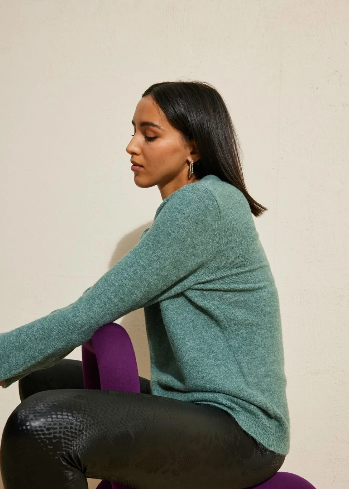 bonprix bonprix Jerséis|Ropa De Punto>Jersey con mangas abullonadas Azul mineral jaspeado