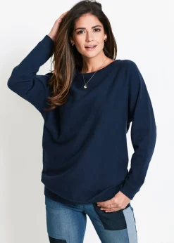 bonprix bonprix Jerséis|Ropa De Punto>Jersey con mangas murciélago Azul marino