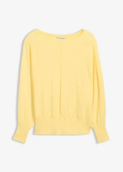 bonprix bonprix Jerséis|Ropa De Punto>Jersey con mangas murciélago Amarillo claro