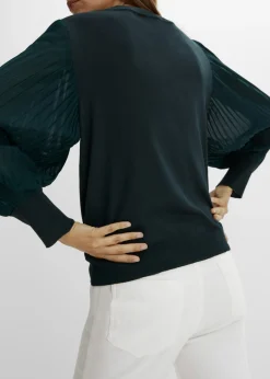 Mujer bonprix bonprix Jersey con mangas plisadas de viscosa sostenible