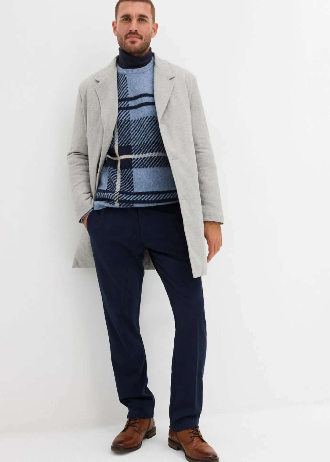 bonprix bonprix Jerséis Y Cárdigans>Jersey con patrón de cuadros beige-azul-azul marino a cuadros