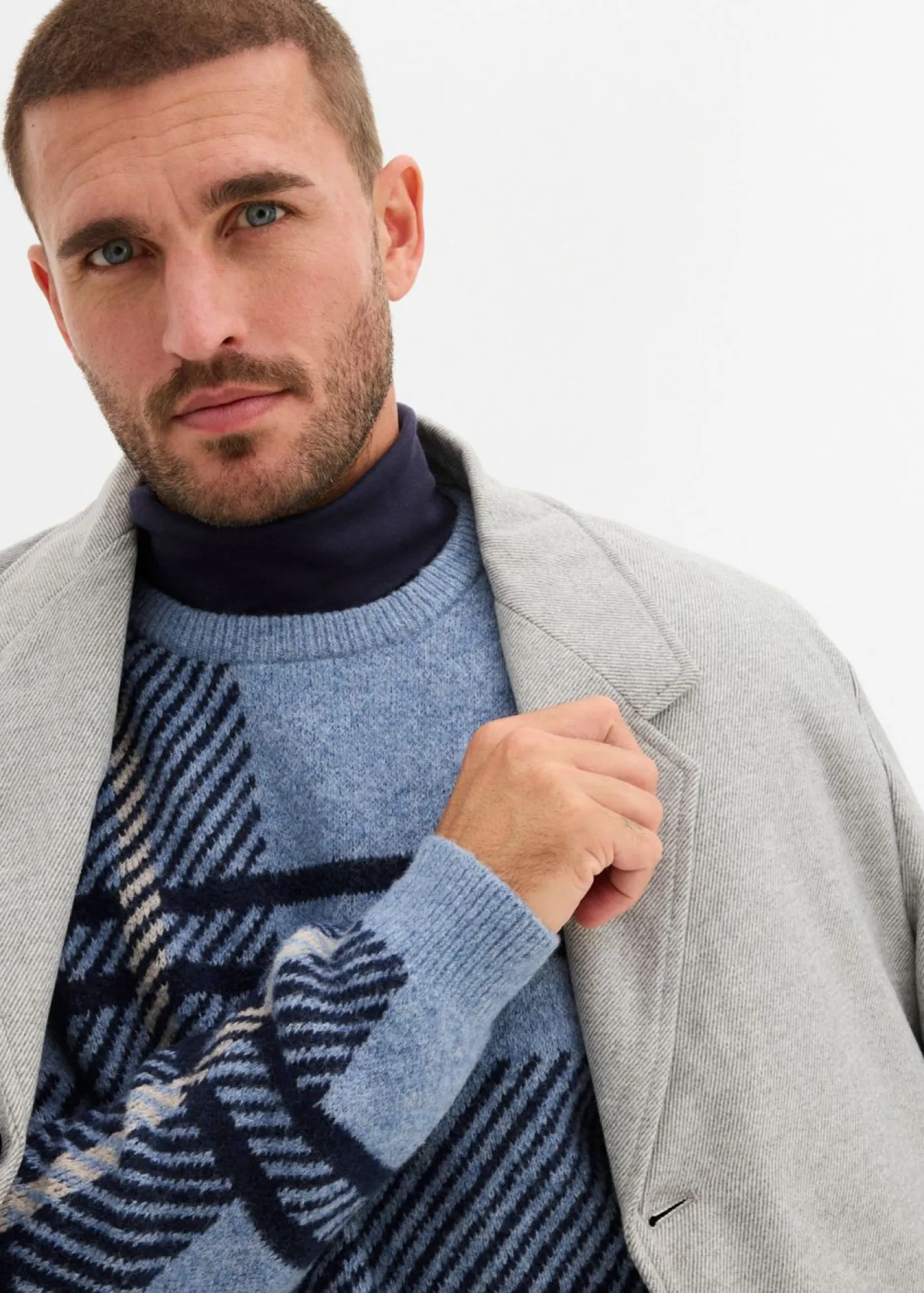 bonprix bonprix Jerséis Y Cárdigans>Jersey con patrón de cuadros beige-azul-azul marino a cuadros