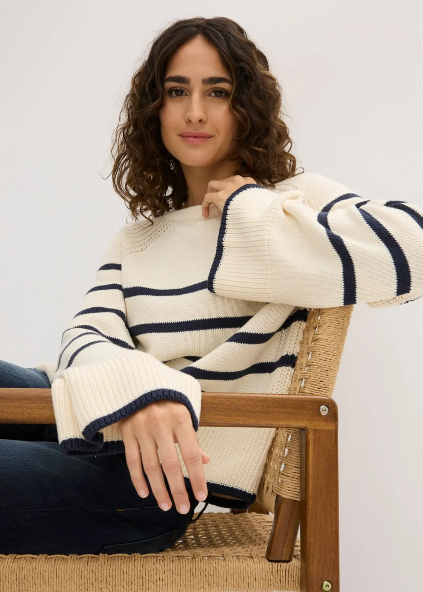 Mujer bonprix bonprix Jersey con rayas en contraste