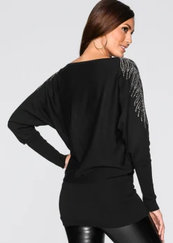 Mujer bonprix bonprix Jersey con strass en los hombros