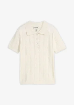 bonprix bonprix Premium|Jerséis>Jersey de ajour con mezcla de seda Blanco