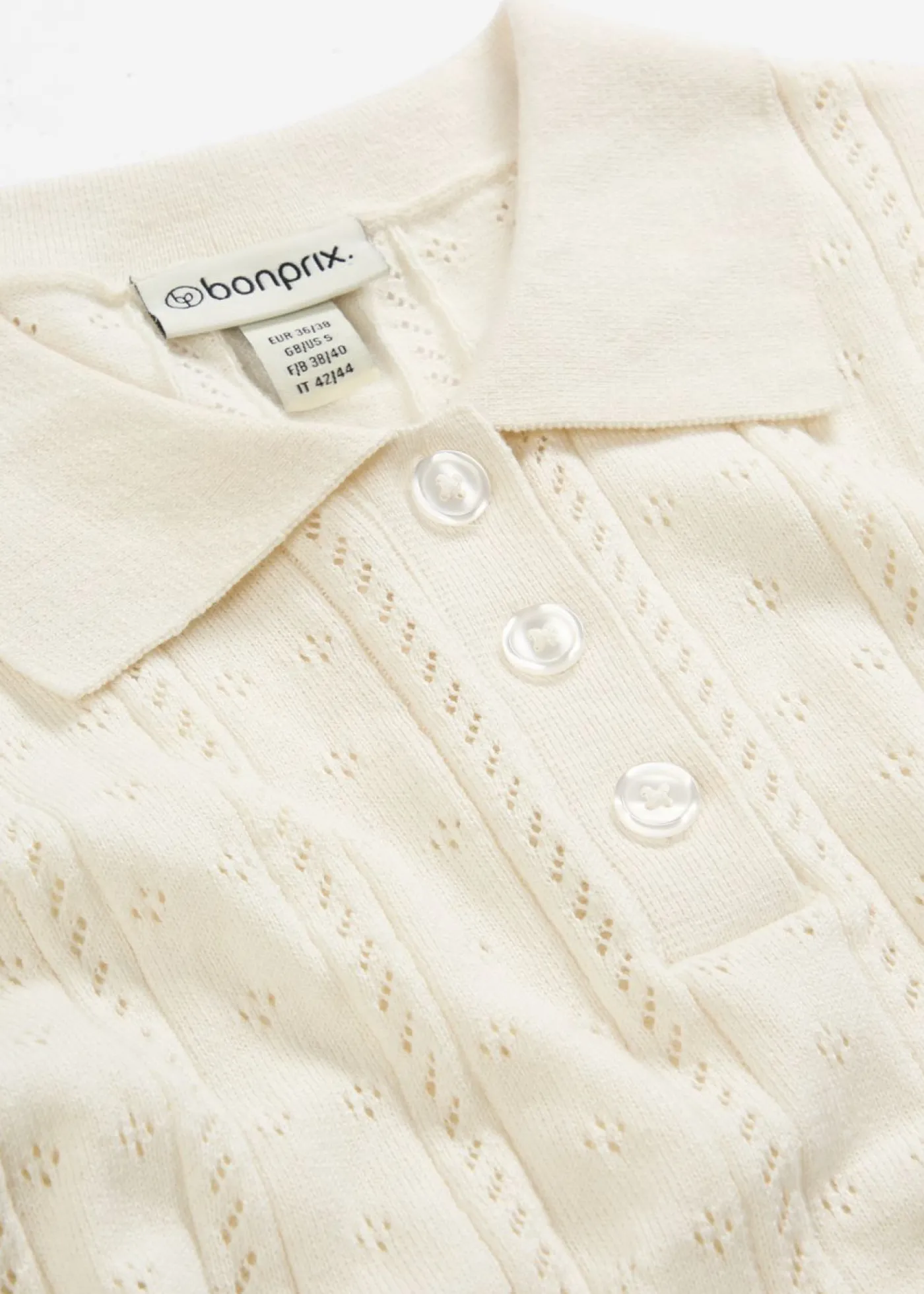 bonprix bonprix Premium|Jerséis>Jersey de ajour con mezcla de seda Blanco