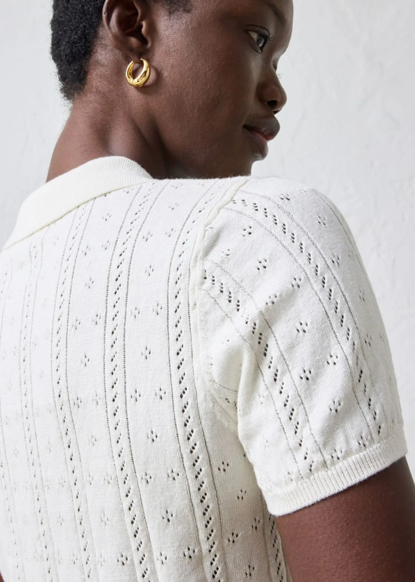 bonprix bonprix Premium|Jerséis>Jersey de ajour con mezcla de seda Blanco