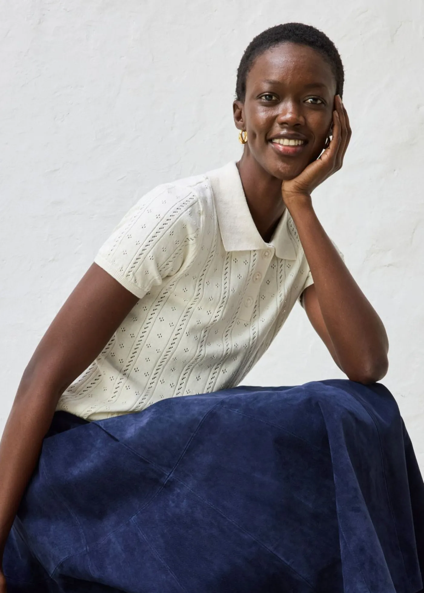 bonprix bonprix Premium|Jerséis>Jersey de ajour con mezcla de seda Blanco