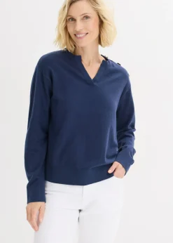 Mujer bonprix bonprix Jersey de algodón con detalle de botones