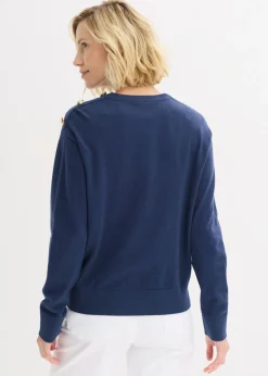Mujer bonprix bonprix Jersey de algodón con detalle de botones