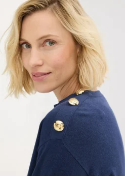 Mujer bonprix bonprix Jersey de algodón con detalle de botones