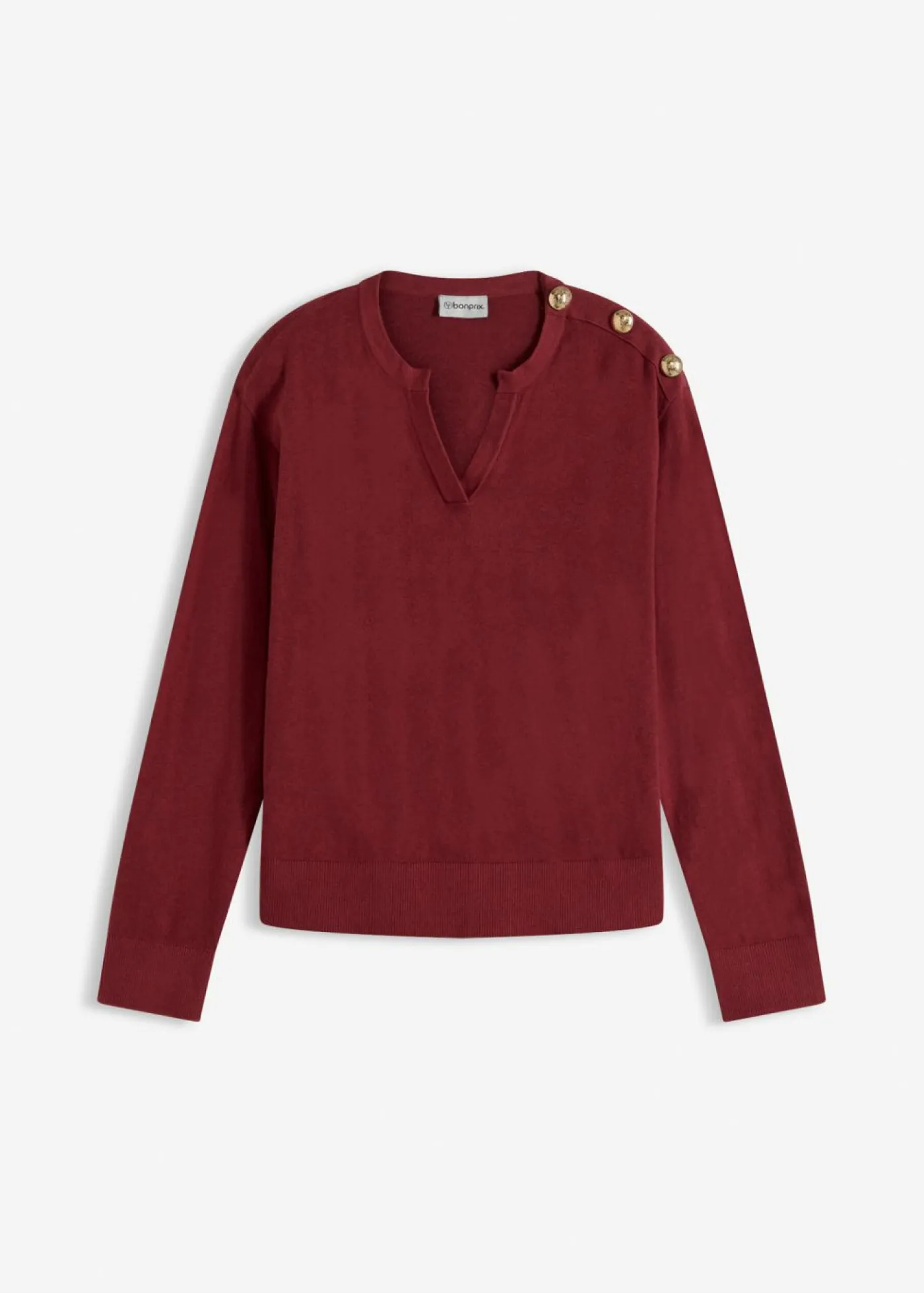 Mujer bonprix bonprix Jersey de algodón con detalle de botones