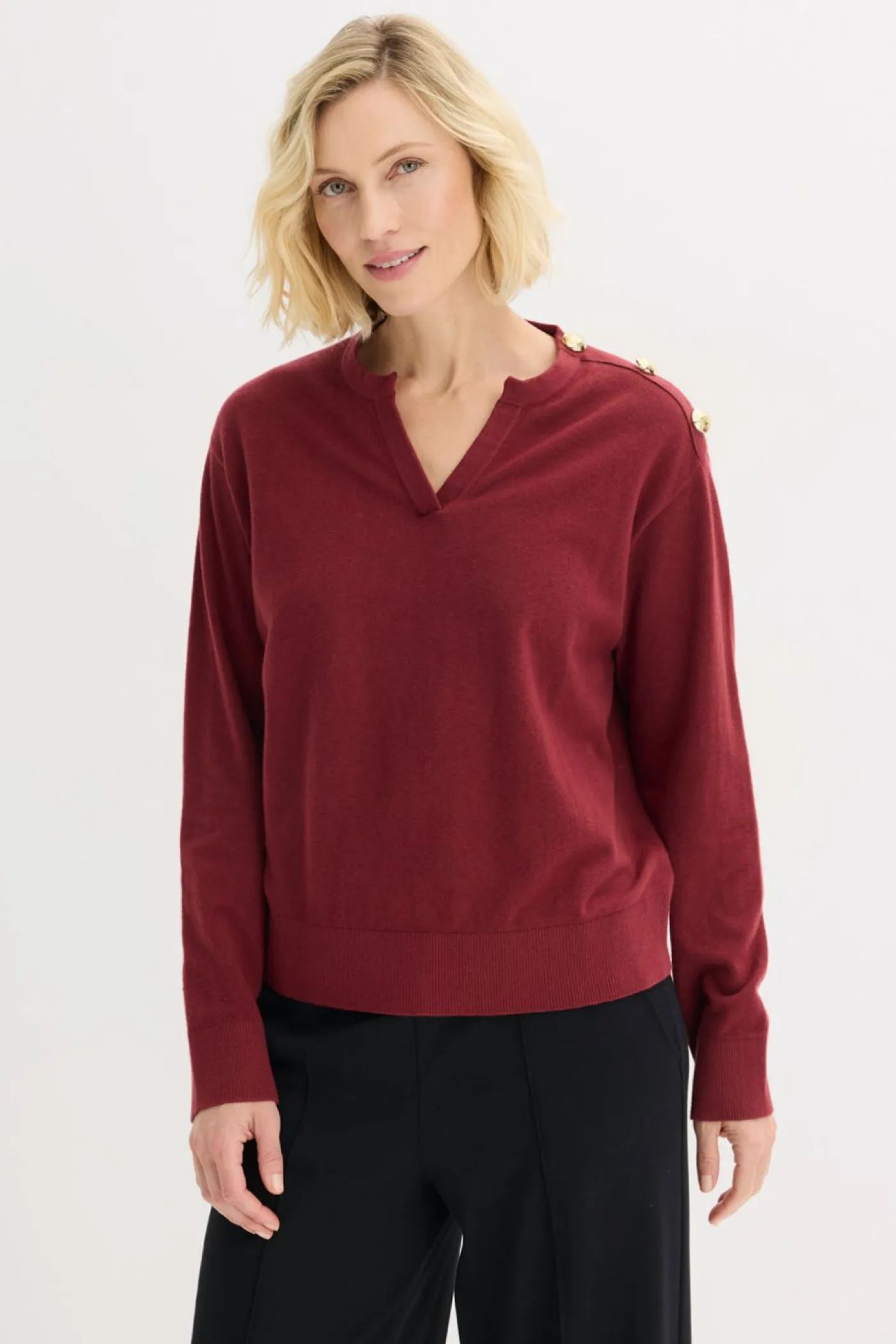 Mujer bonprix bonprix Jersey de algodón con detalle de botones