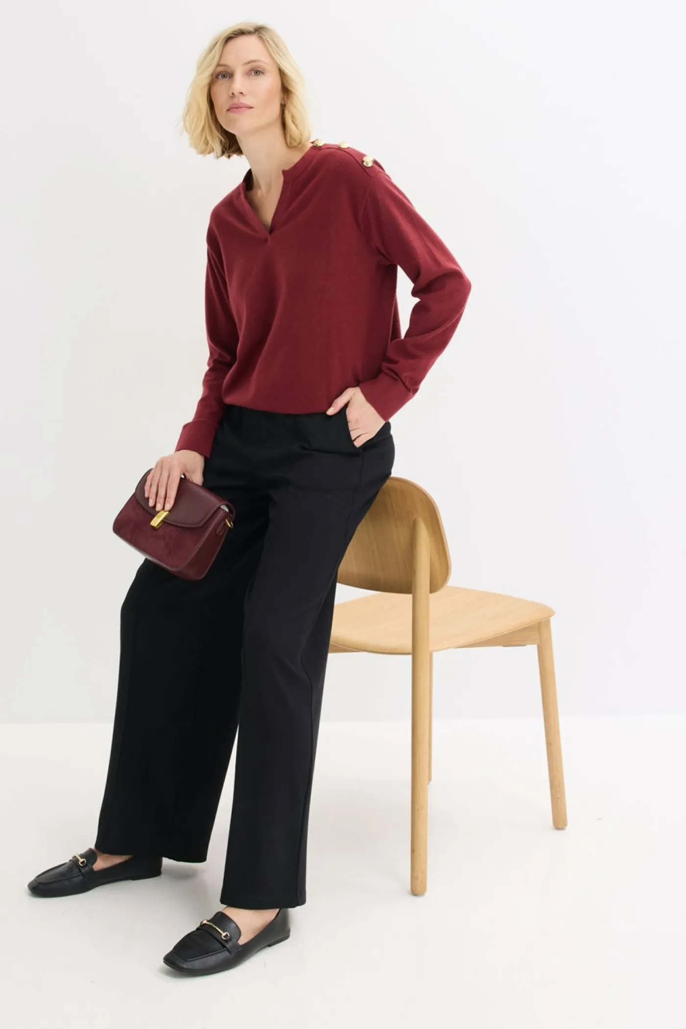 Mujer bonprix bonprix Jersey de algodón con detalle de botones