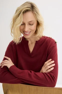 Mujer bonprix bonprix Jersey de algodón con detalle de botones