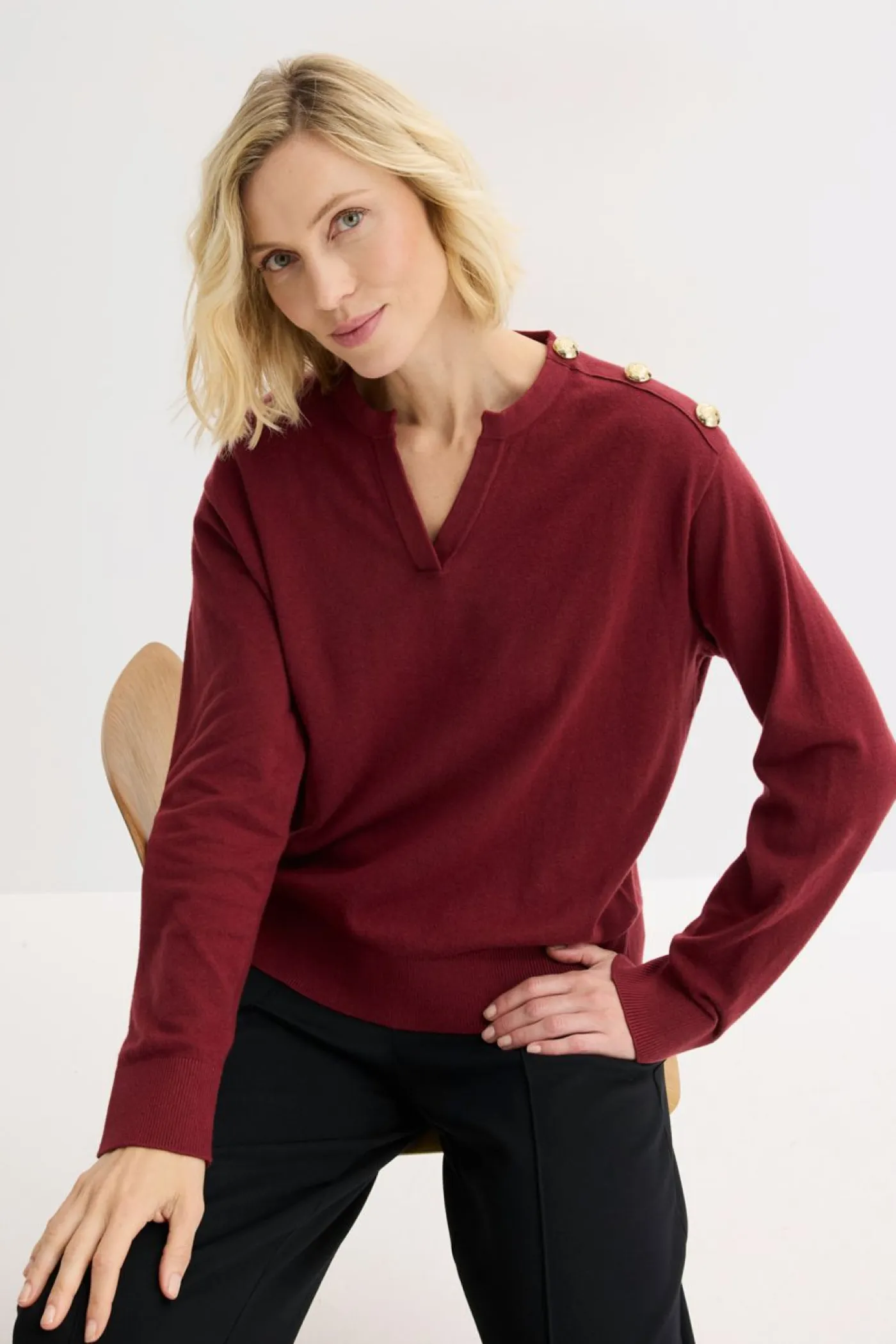 Mujer bonprix bonprix Jersey de algodón con detalle de botones