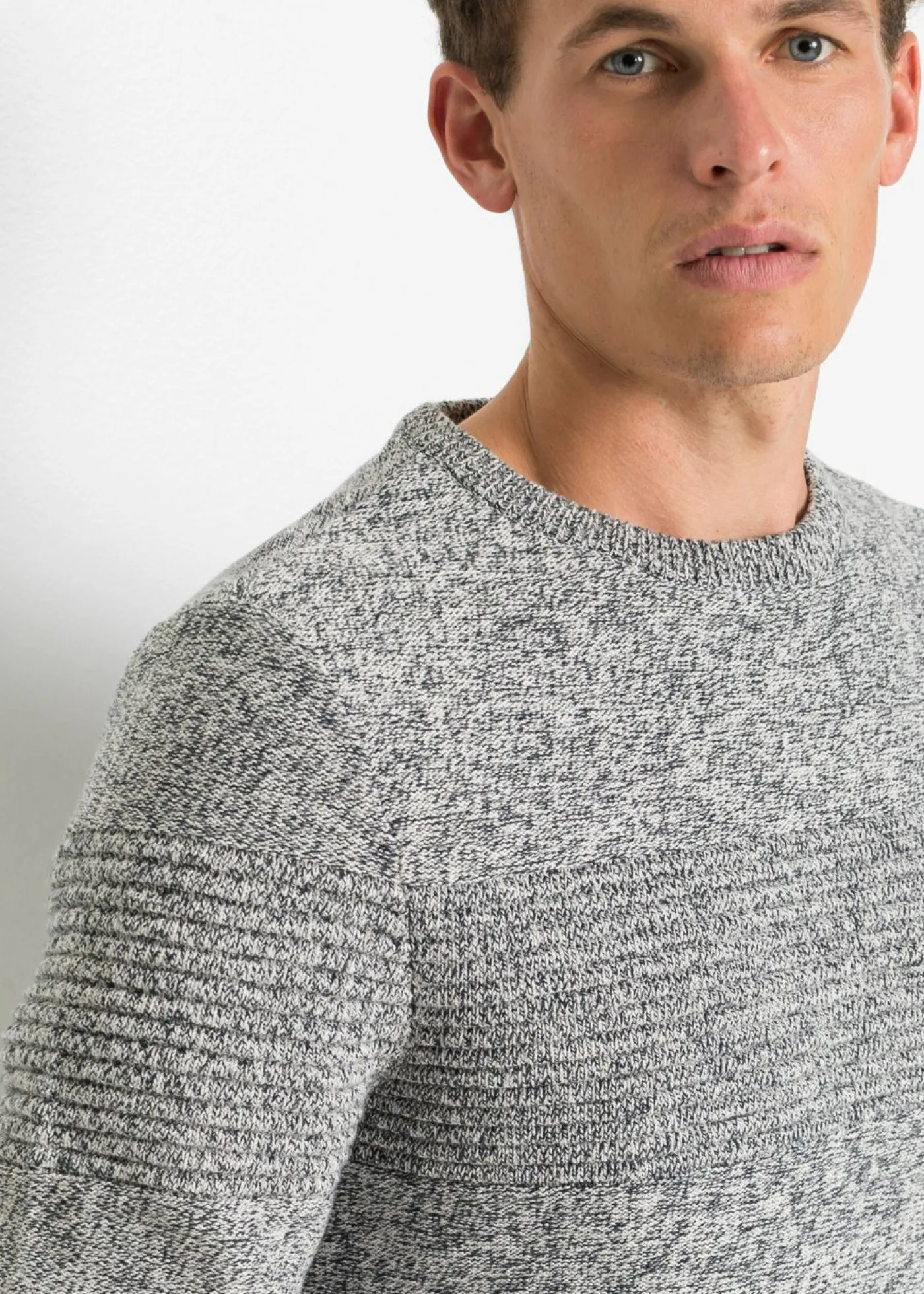 bonprix bonprix Jerséis Y Cárdigans>Jersey de algodón puro Gris jaspeado