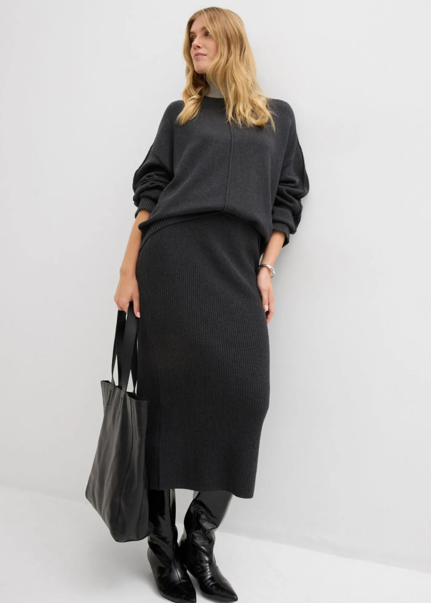 bonprix bonprix Esenciales|Jerséis>Jersey de algodón puro Antracita jaspeado