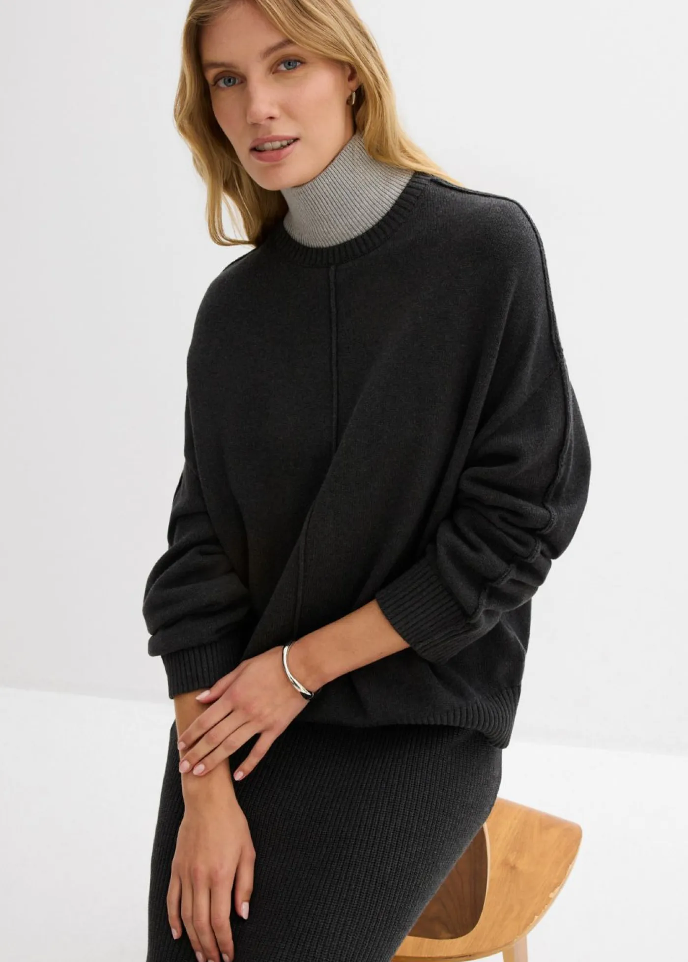 bonprix bonprix Esenciales|Jerséis>Jersey de algodón puro Antracita jaspeado