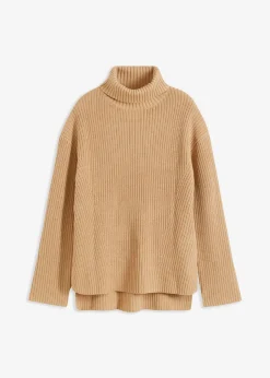 Mujer bonprix bonprix Jersey de algodón puro con cuello vuelto