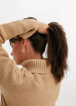 Mujer bonprix bonprix Jersey de algodón puro con cuello vuelto