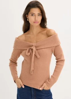 bonprix bonprix Jerséis|Ropa De Punto>Jersey de canalé sorbete de chocolate