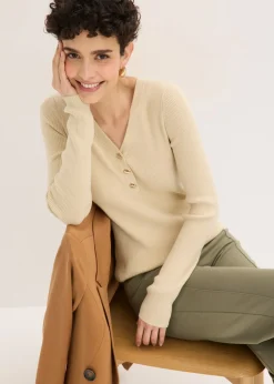 Mujer bonprix bonprix Jersey de canalé con viscosa