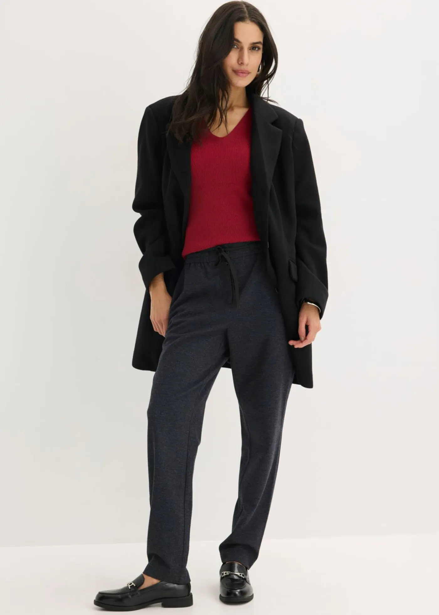 bonprix bonprix Jerséis|Ropa De Punto>Jersey de canalé de manga corta con viscosa Cereza