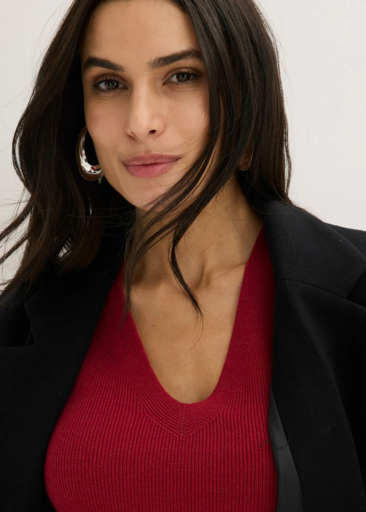 bonprix bonprix Jerséis|Ropa De Punto>Jersey de canalé de manga corta con viscosa Cereza