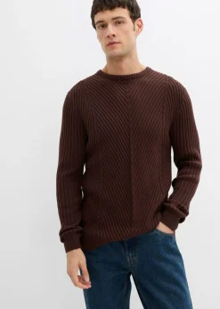 Hombre bonprix bonprix Jersey de canalé de mezcla de algodón