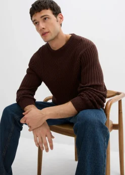 Hombre bonprix bonprix Jersey de canalé de mezcla de algodón