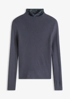 bonprix bonprix Jerséis|Ropa De Punto>Jersey de canalé de mezcla de viscosa fluida Azul oscuro