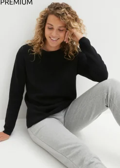 Mujer bonprix bonprix Jersey de canalé Milano con cuello redondo