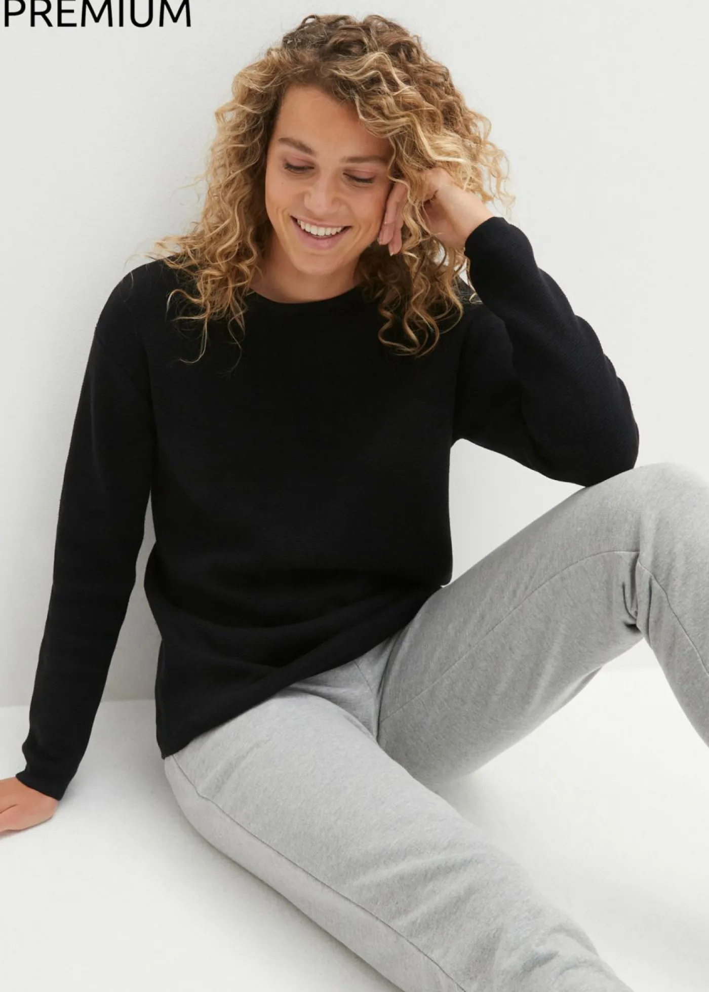 Mujer bonprix bonprix Jersey de canalé Milano con cuello redondo