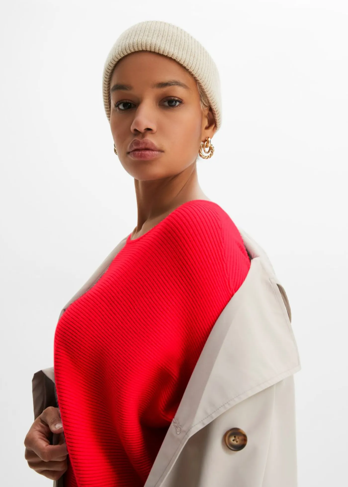 bonprix bonprix Jerséis|Ropa De Punto>Jersey de canalé oversize de mezcla de viscosa fresa