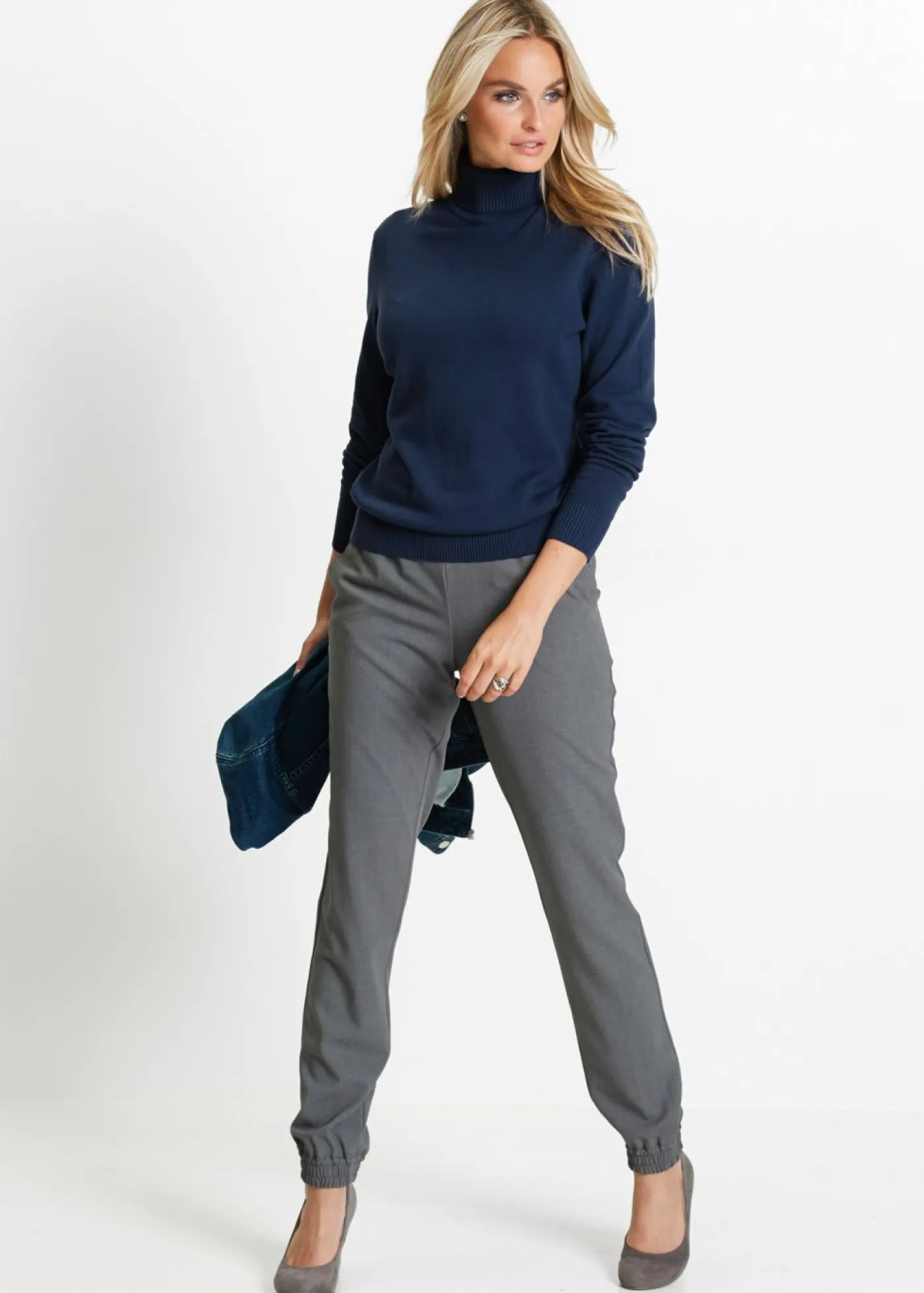 bonprix bonprix Básicos|Jerséis>Jersey de cuello alto Azul marino