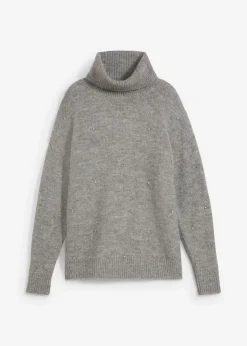 bonprix bonprix Jerséis|Ropa De Punto>Jersey de cuello alto Gris jaspeado