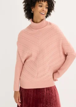 bonprix bonprix Jerséis|Ropa De Punto>Jersey de cuello alto Rosa vintage