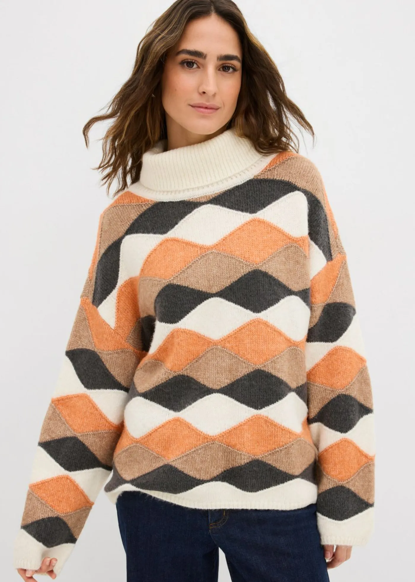 Mujer bonprix bonprix Jersey de cuello alto con patrón