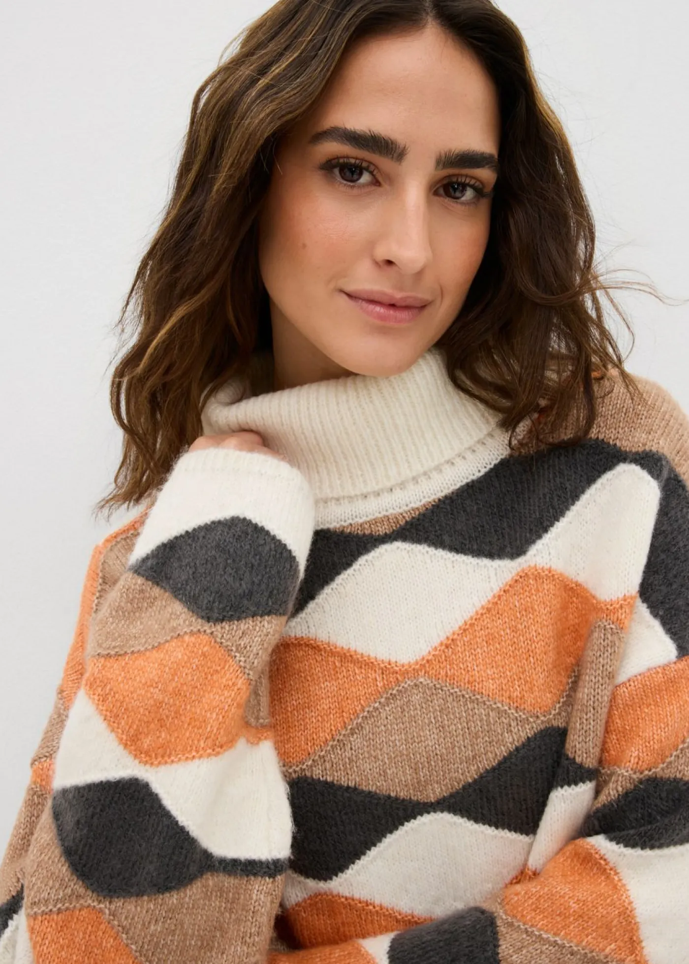 Mujer bonprix bonprix Jersey de cuello alto con patrón