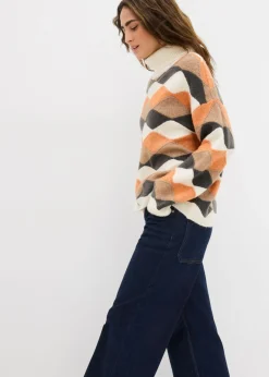 Mujer bonprix bonprix Jersey de cuello alto con patrón