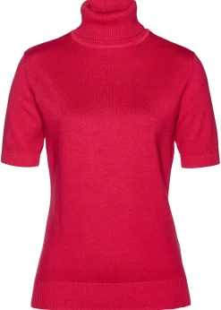 bonprix bonprix Básicos|Jerséis>Jersey de cuello alto y manga corta Granate