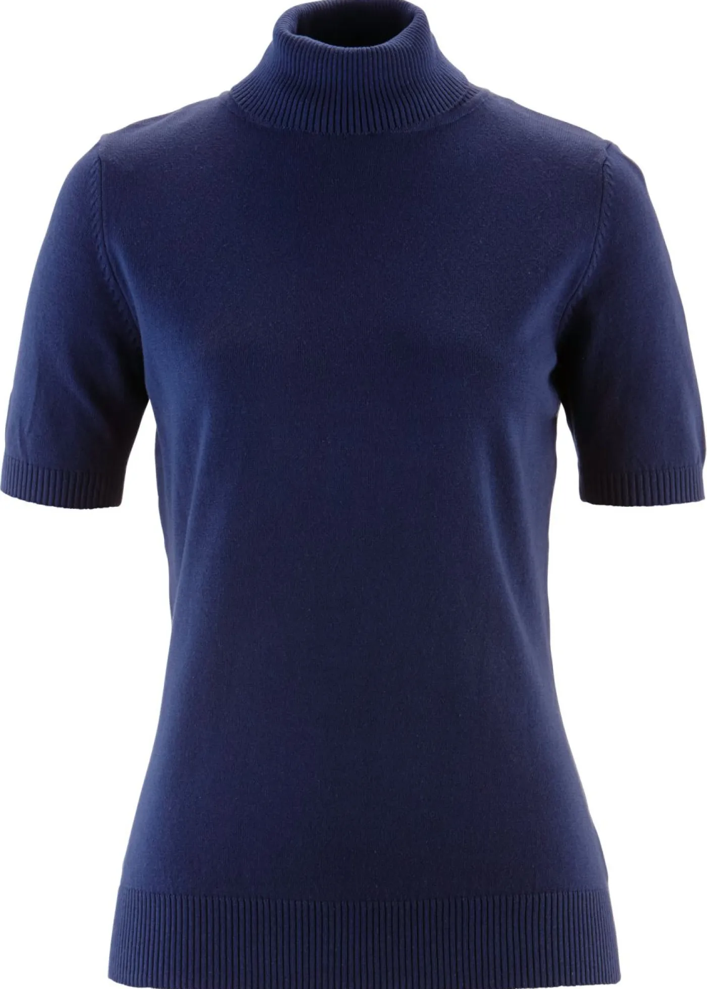 bonprix bonprix Básicos|Jerséis>Jersey de cuello alto y manga corta Azul marino
