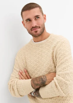 Hombre bonprix bonprix Jersey de cuello redondo con estructura