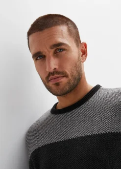 Hombre bonprix bonprix Jersey de cuello redondo con diseño de bloques de color