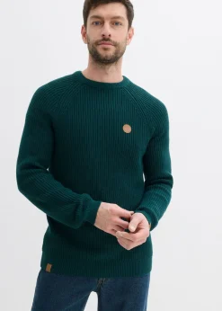 bonprix bonprix Básicos En Rebajas|Jerséis Y Cárdigans>Jersey de cuello redondo en suave mezcla de algodón Verde