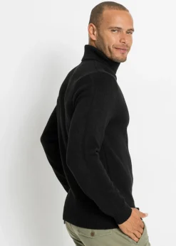 Hombre bonprix bonprix Jersey de cuello vuelto con puños acanalados