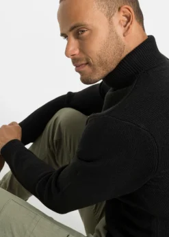 Hombre bonprix bonprix Jersey de cuello vuelto con puños acanalados