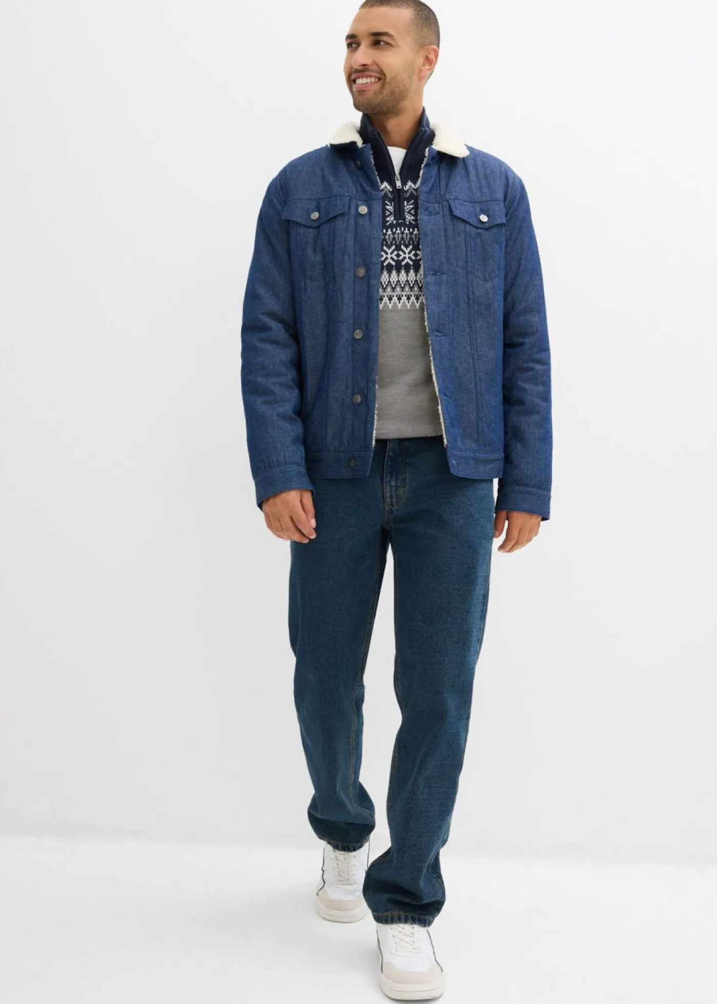 bonprix bonprix Jerséis Y Cárdigans>Jersey de estilo noruego Gris jaspeado-azul oscuro